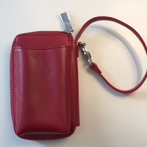 Red Leather Hobo Wristlet